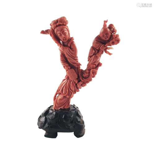 Chinese sculpture in red coral