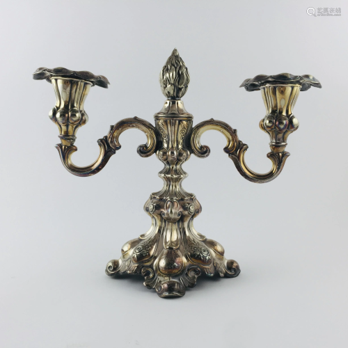 Pair of two-light candlesticks in Swedish silver plated