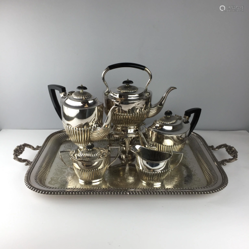 English Queen Anne style silver plated metal serving