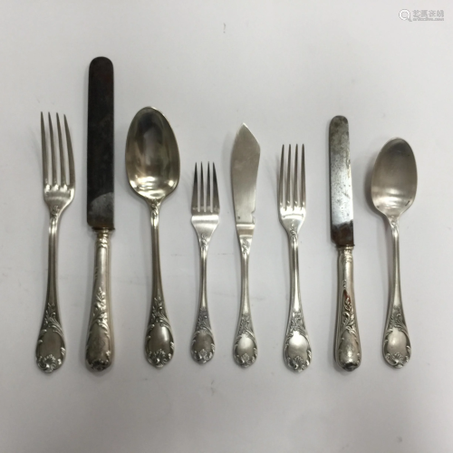 French silver plated metal cutlery set