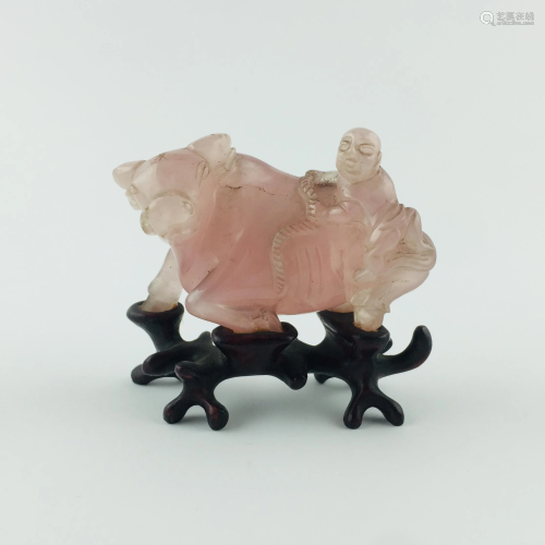 Chinese figurine in rose quartz