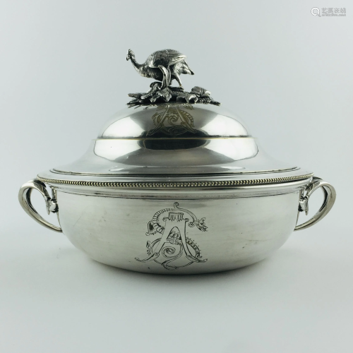 Round pot in Christofle silver-plated metal