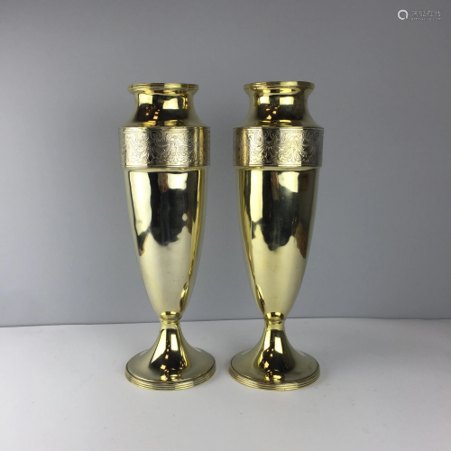 Pair of gilt metal vases