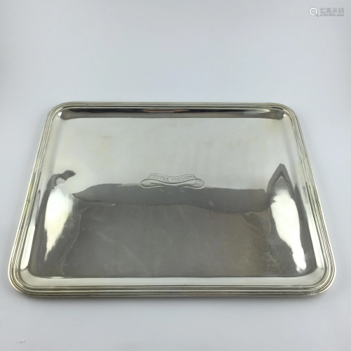 Rectangular tray in French silver plated metal