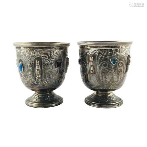 Pair of Spanish chalices in silver