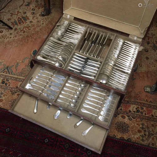 Ercuis French art deco silver plated metal cutlery set.