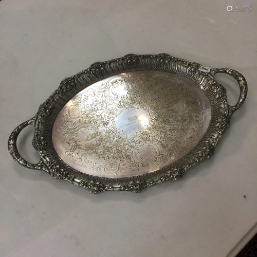 Oval tray in English silver plated metal