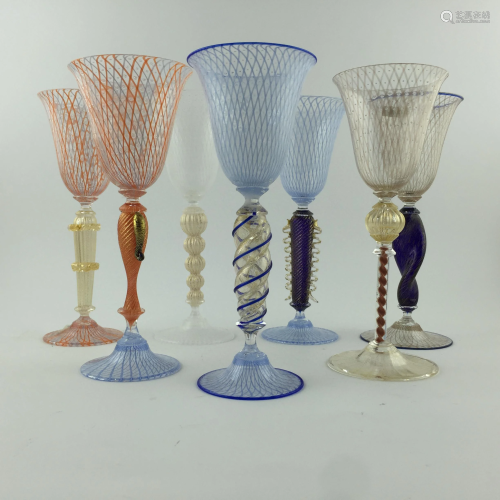 Set of twelve Murano glass goblets