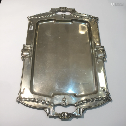 Rectangular serving tray in Austro-Hungarian silver