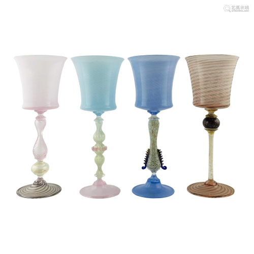 Set of four Murano glass goblets