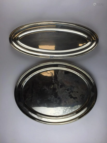 Two Elkington silver metal trays