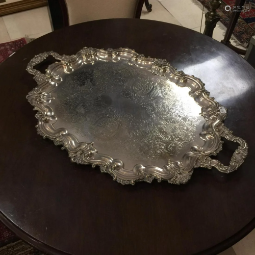 English silver plated metal serving tray