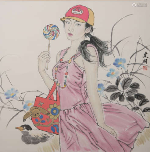 A Jian guo's figure painting
