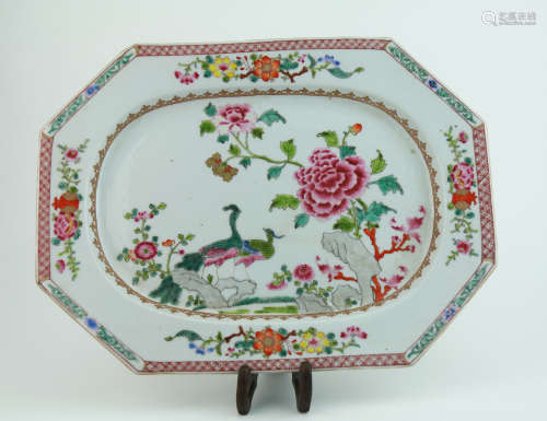A famille-rose 'floral and birds' dish
