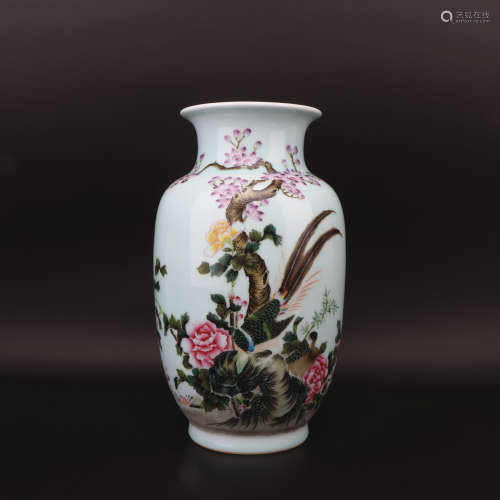 A famille-rose 'floral and birds' vase