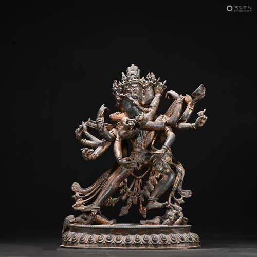 A gilt-bronze statue of Chakrasamvara