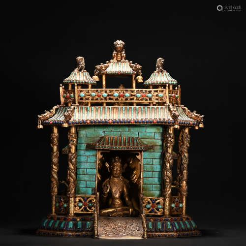 A gilt-bronze Buddhist niche