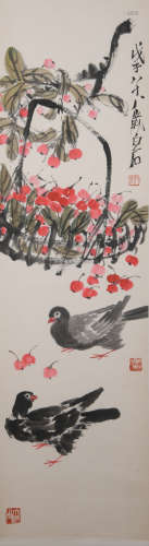 A Qi baishi's flower and bird painting