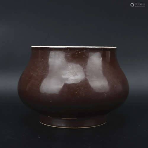 A bean-sauce-coloured glaze 'dragon' censer