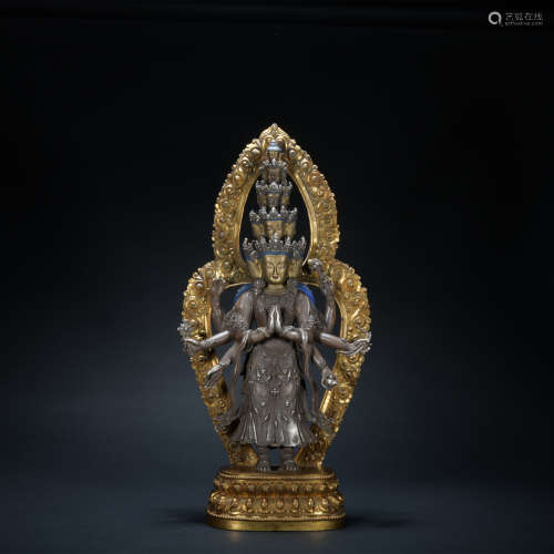 A gilt-bronze statue of Avalokitesvara