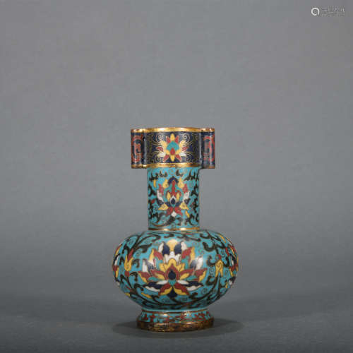 A Cloisonne enamel 'lotus' vase