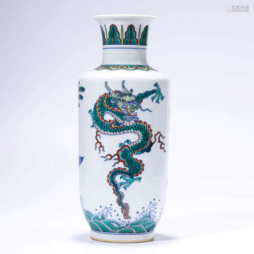 A doucai seawater and dragon lantern-shaped vase