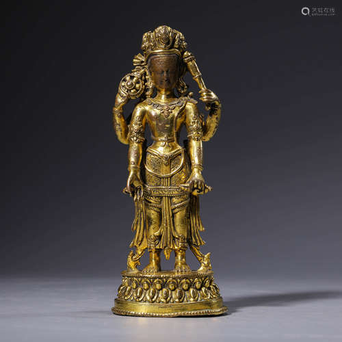 A gilt-bronze statue of Four-armed Avalokitesvara