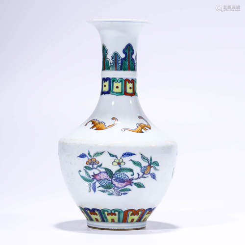 A doucai auspicious fruits dish-top vase