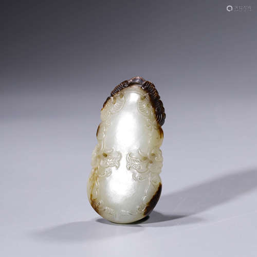 A carved white jade fu and lu pendant