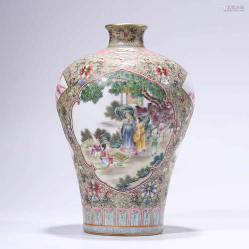 A famille rose figures meiping vase