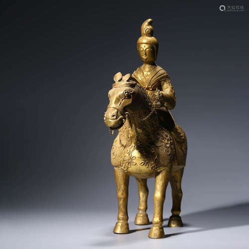 A silver gilding figure statue