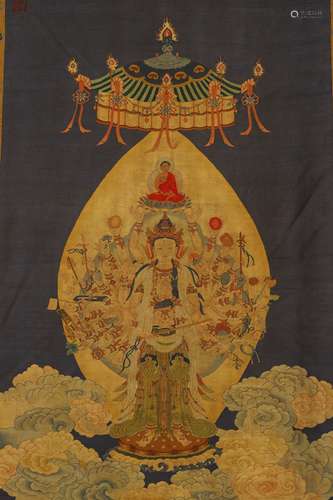 An embroidered stitch silk guanyin