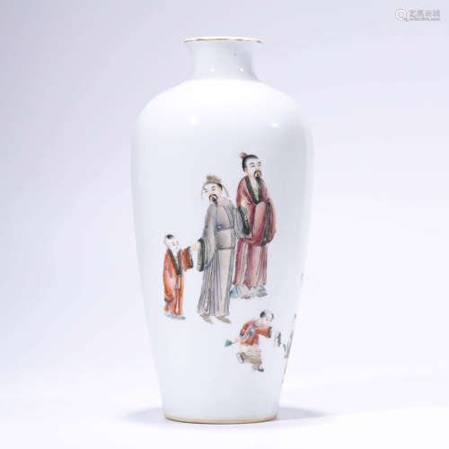 A famille rose figure meiping vase