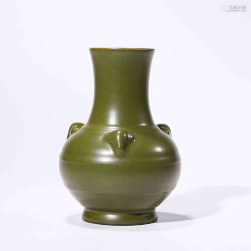 A teadust-glazed three ram-eared vase