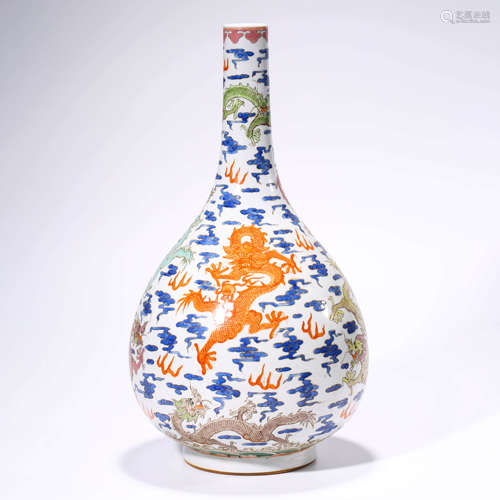 A Famille Rose Dragon Pattern Porcelain Vase