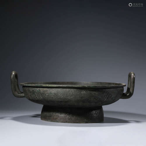 A bronze beast double-handle dish