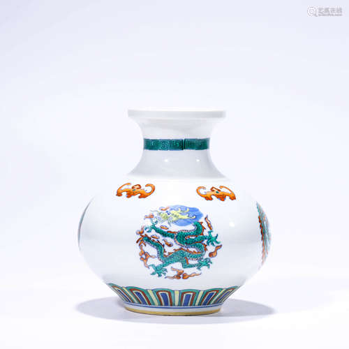 A doucai dragon, phoenix and bats bottle vase