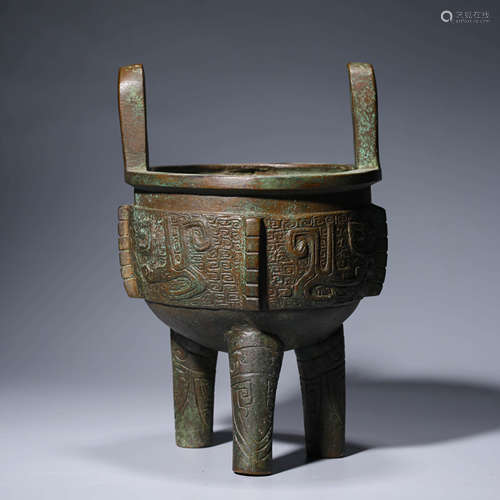 An archaistic bronze tripod ding-style incense burner