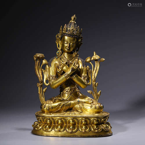 A gilt bronze statue of Vajradhara