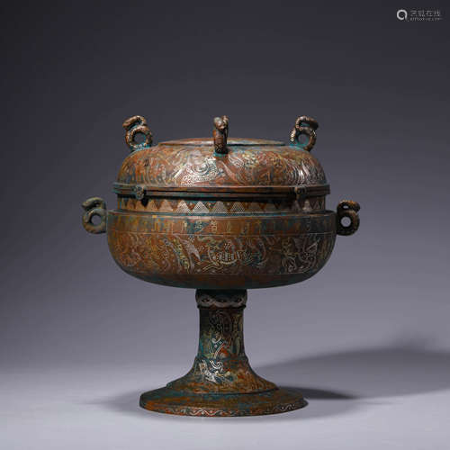 A bronze gilding sanskrit stembowl and cover