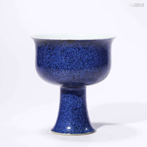 A blue-glazed incised lotus stembowl