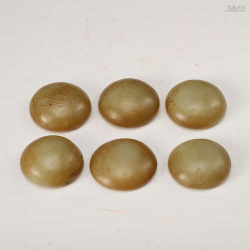 Set Of 6 Jade Buttons