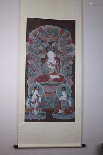 Chinese School, Ink And Color Scroll Painting