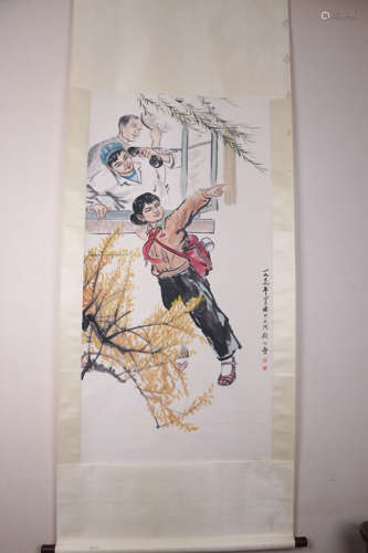 Chinese School, Ink And Color Scroll Painting