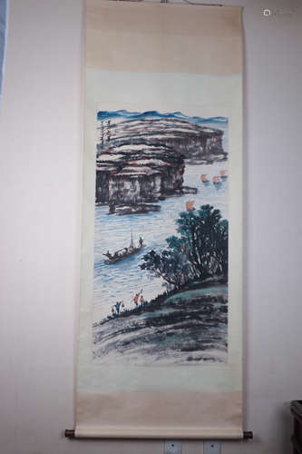 Chinese School, Ink And Color Scroll Painting