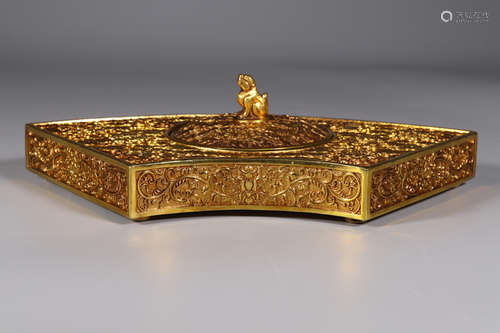 Gilt Bronze Eight Treasure Motif Cover Box