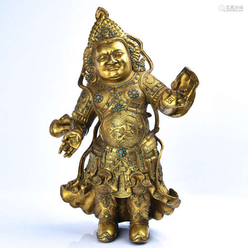 Gilt Bronze Standing Guardian