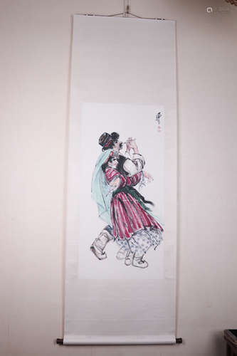 Chinese School, Ink And Color Scroll Painting