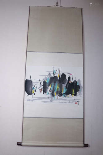 Chinese School, Ink And Color Scroll Painting