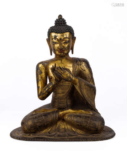 Gilt Bronze Seated Shakyamuni